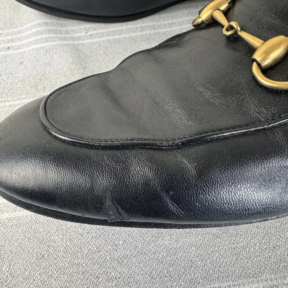 Gucci Brixton Horsebit Leather Loafers Slip On Slipper Preppy Luxury Black 8/8.5